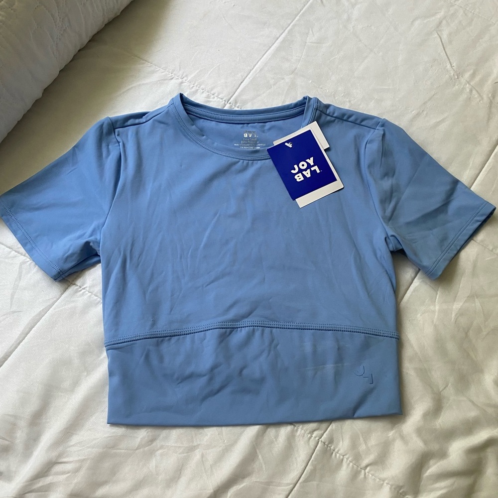 JoyLab Blue Fitted Crop T-Shirt Short Sleeve